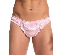 Satini Satin Frou-Frou efféminé String Tanga Caleçons Slips Culottes sous-vêtements (Rose Clair, S)