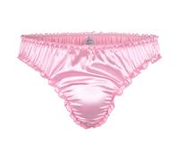 Satini Satin Frou-Frou efféminé String Tanga Caleçons Slips Culottes sous-vêtements (Rose Clair, XXL)