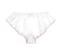 Satini Satin Taille Basse Élévation Culotte à Cannelures à la Française efféminé Slips Culottes sous-vêtements (Blanc - Rose Clair, M)