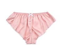 Satini Satin Taille Basse Élévation Culotte à Cannelures à la Française efféminé Slips Culottes sous-vêtements (Rose Clair - Blanc, XXL)