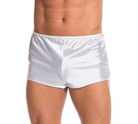 Satini Short en Satin de Soie pour Homme - sous-vêtements & Vêtements de Nuit, Taille Élastique, Confort Toute la Journée (Blanc, M)