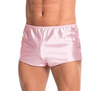 Satini Short en Satin de Soie pour Homme - sous-vêtements & Vêtements de Nuit, Taille Élastique, Confort Toute la Journée (Rose bébé, S)