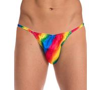 Satini Slip Tanga Homme Satin Brillant Taille Basse, Arc en Ciel, L