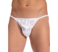 Satini Slip Tanga Homme Satin Brillant Taille Basse, Blanc, S