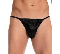 Satini Slip Tanga Homme Satin Brillant Taille Basse, Noir, XL