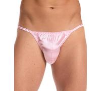 Satini Slip Tanga Homme Satin Brillant Taille Basse, Rose Clair, L