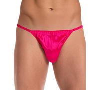Satini Slip Tanga Homme Satin Brillant Taille Basse, Rose Vif, S