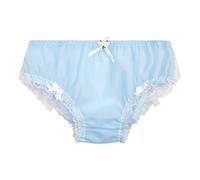 Satini Transparente Dentelle froufroutante efféminé Doux Caleçons Slips Culottes sous-vêtements (Bleu Clair - Blanc, XXL)
