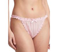 Satini Transparente Dentelle froufroutante efféminé Tanga Caleçons Slips Bikini Culottes sous-vêtements (Rose Clair, XL)