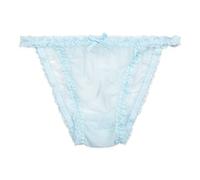 Satini Transparente Dentelle froufroutante efféminé Tanga Caleçons Slips Bikini Culottes sous-vêtements (Bleu Clair, XXL)