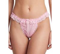 Satini Transparente Dentelle froufroutante efféminé Tanga Caleçons Slips Culottes sous-vêtements (Rose Clair, M)