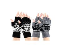 SATINIOR 2 Paires Mitaines sans Doigts Demi-Doigt Gants Tricotés Chauds