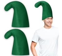 SATINIOR 2 Pièces Chapeau Gnome de Carnaval Chapeau de Nain en Feutre Amusant pour Fantastic Carnival Costumes de Noël Cosplay de Gnome, Taille Unique pour Adultes (Vert)