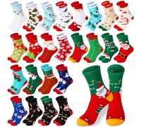 SATINIOR 24 Paires Chaussettes de Noël Drôles Socquettes Motif de Noël en Tricot Chaussettes de Noël Fantaisies Unisexes