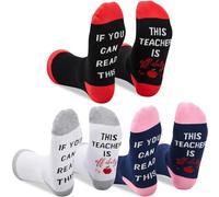 SATINIOR 3 Paires Chaussettes d'Enseignants Drôles If You Can Read This Teacher Is off Duty pour Graduation Noël, 3 Couleurs