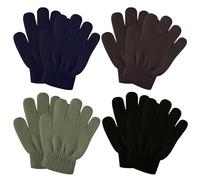 SATINIOR 4 Paires Gants Tricotés d'Enfants Mitaines d'Hiver Extensibles Gants en Pleins Doigts pour Tout-Petits Gants d'Hiver pour Bébé Filles Garçons (Noir, Bleu Marine, Café, Vert Armée, 1-4 ans)