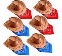 SATINIOR 6 Paquets Chapeaux de Cow-Boy Occidental avec Bandana, Faveur de Fête de Robe de Fantaisie