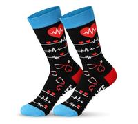 SATINIOR Chaussettes pour Infirmières Médecins, Électrocardiogramme, Noir | Chaussettes Fantaisie, Unisexe, Avec Motif, Cadeaux pour Noël Anniversaire