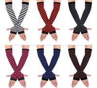 SATINIOR Lot de 6 paires de mitaines longues en tricot avec trou pour le pouce pour femme, Couleur variée, L