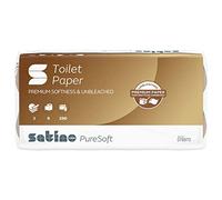 Satino PureSoft Lot de 64 rouleaux de papier toilette triple épaisseur (8 x 8 rouleaux) en carton recyclé, doux, respectueux de l'environnement et durable, emballage M