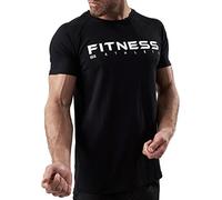 Satire Gym T-shirt de fitness slim fit en coton pour homme/vêtements de sport à séchage rapide pour homme - T-shirt de sport pour homme comme t-shirt de gym et de fitness, Noir avec imprimé Athlete, M