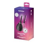 Satisfyer Clean & Play 2 en 1 douche anale 180 ml | douche anale avec accessoire pour bidet | valve anti-retour & tête de pulvérisation à plusieurs buses | hygiène intime & soin anal