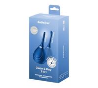 Satisfyer Clean & Play 2 en 1 douche anale 180 ml | douche anale avec accessoire pour bidet | valve anti-retour & tête de pulvérisation à plusieurs buses | hygiène intime & soin anal