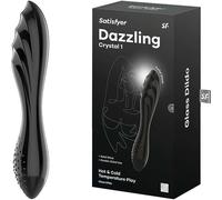 Satisfyer Vibrateur Dazz-Crystal 22 cm Verre borosilicaté ondulé Noir Stimulation point G 1 unité