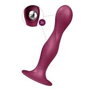 Satisfyer Gode Double Ball‑R Rumbly Kinetic Sensattion Rouge Silicone Ventouse 1 unité
