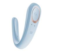 Satisfyer Double Classic Vibromasseur pour Couples Bleu Clair | Sex toys | 10 programmes de vibration | Plusieurs programmes de vibration | Bleu Clair | Silicone | Rechargeable USB | Érotique