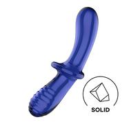 Satisfyer Double Crystal - godemichet double en verre - bleu