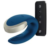 Satisfyer Double Love - vibromasseur couple connecté - bleu