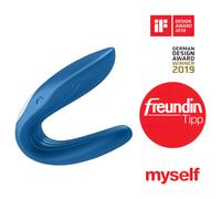 Satisfyer Double Whale - vibromasseur couple 2 moteurs - silicone bleu