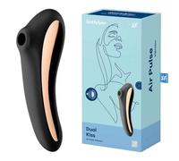 Satisfyer Dual Kiss Gode 2:1 Vibro-Masseur à ondes de Pression Vibro | Rechargeable | Stimulation intense Sex Toys Femme | Silicone médical Sex-Toys en Noir | Jouet sexuel | Érotique