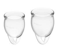 Satisfyer Feel Confident Coupe menstruelle 2 pièces | Coupe menstruelle réutilisable & durable, 15 & 20 ml | Facile à nettoyer & confortable | Protection durable silicone médical: Blanc