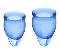 Satisfyer Feel Confident Coupe menstruelle 2 pièces | Cup menstruelle réutilisable & durable, 15 & 20 ml | Facile à nettoyer & confortable | Protection durable silicone médical: Bleu