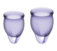 Satisfyer Feel Confident Coupe menstruelle 2 pièces | Cup menstruelle réutilisable & durable, 15 & 20 ml | Facile à nettoyer & confortable | Protection durable silicone médical: lilas