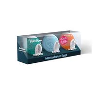 Satisfyer Masturbator Egg Set | Set de 3 Naughty, Savage & Crunchy | TPE Hydro-Actif pour une Stimulation réaliste | Pas besoin de Lubrifiant pour une Expérience optimale | Sex Toýs Homme