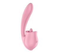 Satisfyer Tongue Genius Vibromasseur de langue et lapin pour clitoris et point G | 8 programmes de vibrations & 8 modes de fuite | Étanche (IPX7) | Vibromasseur en silicone | Fonction de charge USB-C
