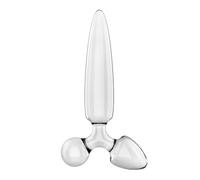 Gode en verre Satisfyer Triple Crystal 1 | Sextoy 3 en 1 en verre avec boule, plug et manche | Pour un usage anal et vaginal | Gode chauffant | Verre borosilicate | Facile à utiliser