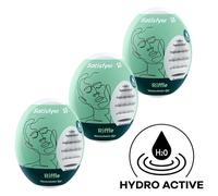 Satisfyer Masturbateurs œufs Eggcited Riffle – Pack 3 – TPE hydroactif, structure flexible