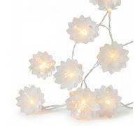 Satiskid Guirlande lumineuse en forme de fleur - 3 m - 20 LED - Blanc chaud - Alimentée par piles - Avec câble transparent - Pour intérieur, chambre à coucher, maison, mariage, Saint-Valentin, fête