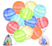 Satiskid Lot de 6 bombes à eau réutilisables, en silicone, à remplissage rapide, auto-bloquantes, non magnétiques pour piscine, plage et activités de jardin en plein air