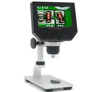 SATKIT Microscope Numérique Écran 4,3 Pouces Capteur 3,6MP HD Zoom 20x-600x Éclairage 8 LED Batterie Rechargeable MicroSD 32GB