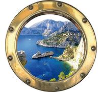 SATOHU038 - Sticker Trompe l'oeil Hublot Les Calanques Cassis (60x60cm)
