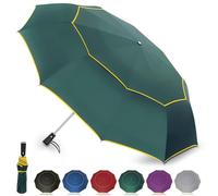 Satol Grand Parapluie de Golf XL Taille 2-4 Personnes Parapluie Automatique 10 Sections Parapluie Anti UV Compact GrandeParapluie Résistant Vent Fort Portable Umbrella for Travel(vert)