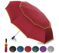 Satol Parapluie de Golf XL Taille 2-4 Personnes Parapluie Automatique 10 Sections Parapluie Anti UV Compact GrandeParapluie Résistant Vent Fort Portable Umbrella pour Travel(rouge)
