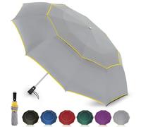 Satol Parapluie de Golf XL Taille 2-4 Personnes Parapluie Automatique 10 Sections Parapluie Anti UV Compact GrandeParapluie Résistant Vent Fort Portable Umbrella pour Travel (Gris