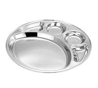 Satre Online and Marketing Assiette à déjeuner ronde en acier inoxydable 5 compartiments Thali, Thali - 1 pièce