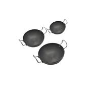 Satre Online and Marketing Hindalco Lot de 3 bols Kadhai en aluminium de différentes tailles (2, 3, 4) - Couleur : noir